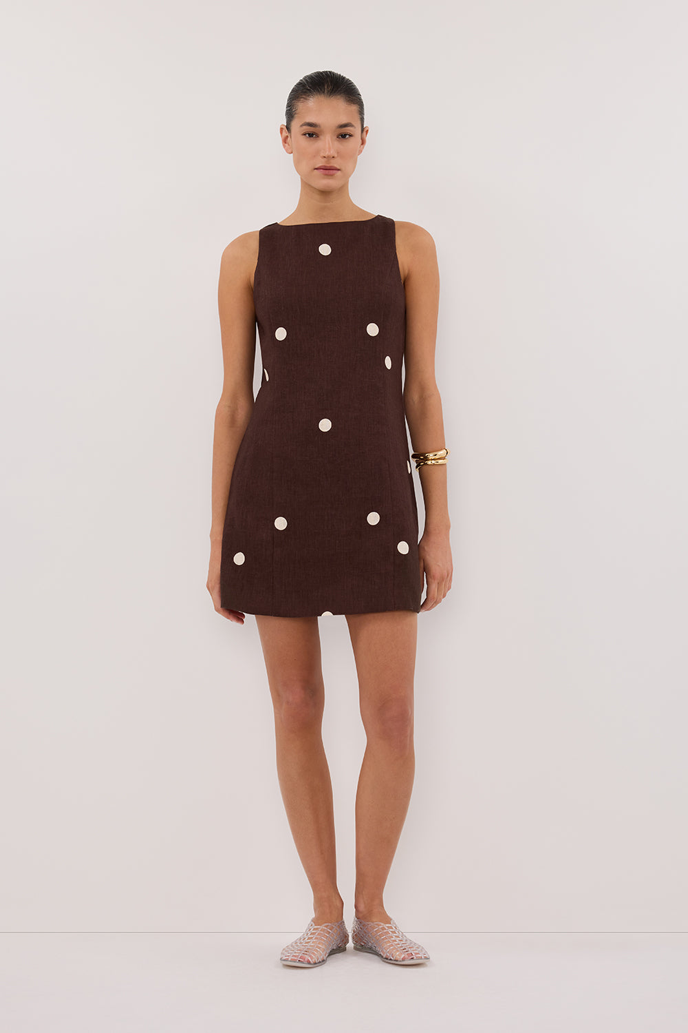 BEVERLY BITTER CHOC SPOT MINI DRESS Clothing DISSH Boutiques 