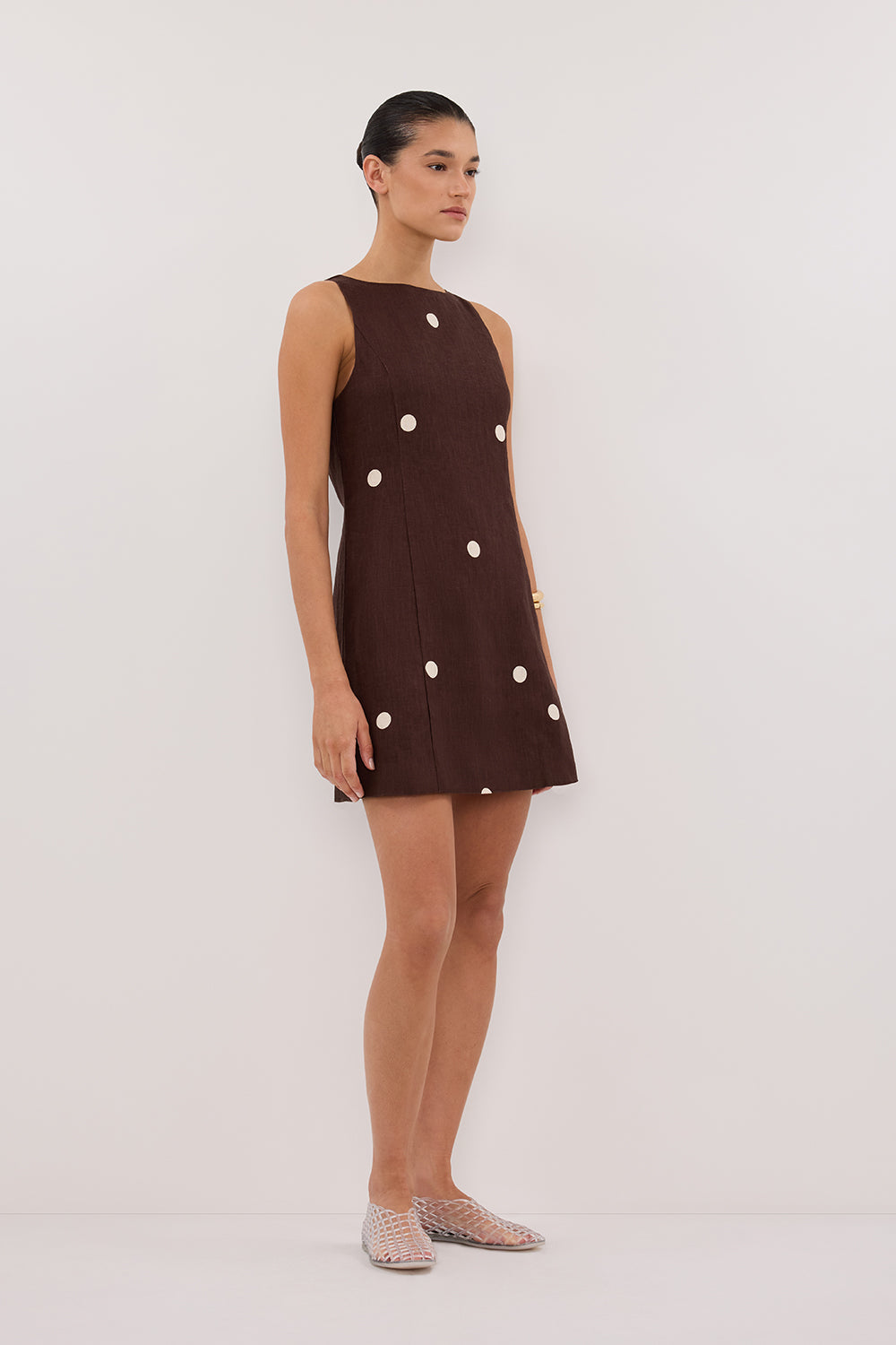 BEVERLY BITTER CHOC SPOT MINI DRESS Clothing DISSH Boutiques 