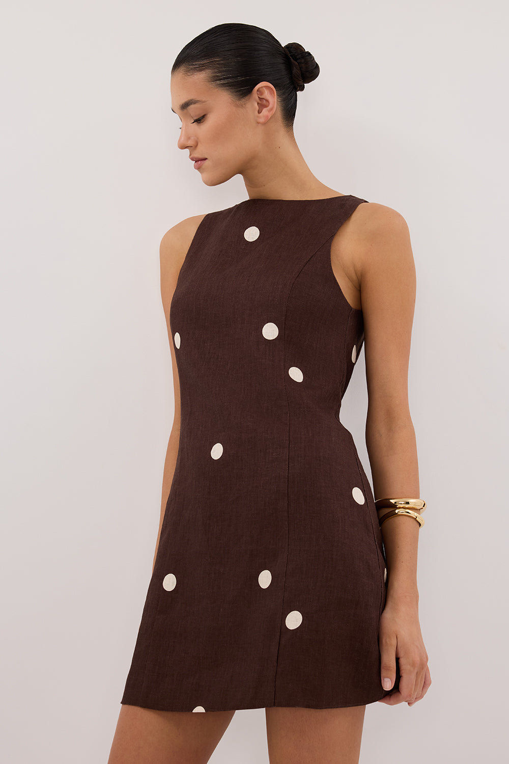 BEVERLY BITTER CHOC SPOT MINI DRESS Clothing DISSH Boutiques 