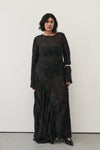 MELROSE BLACK SPOT LONG SLEEVE MAXI DRESS