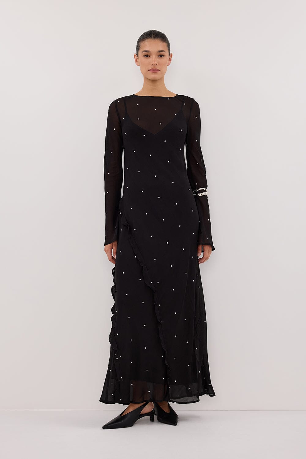 MELROSE BLACK SLEEVE MAXI DRESS Clothing DISSH Boutiques 6 BLACK 