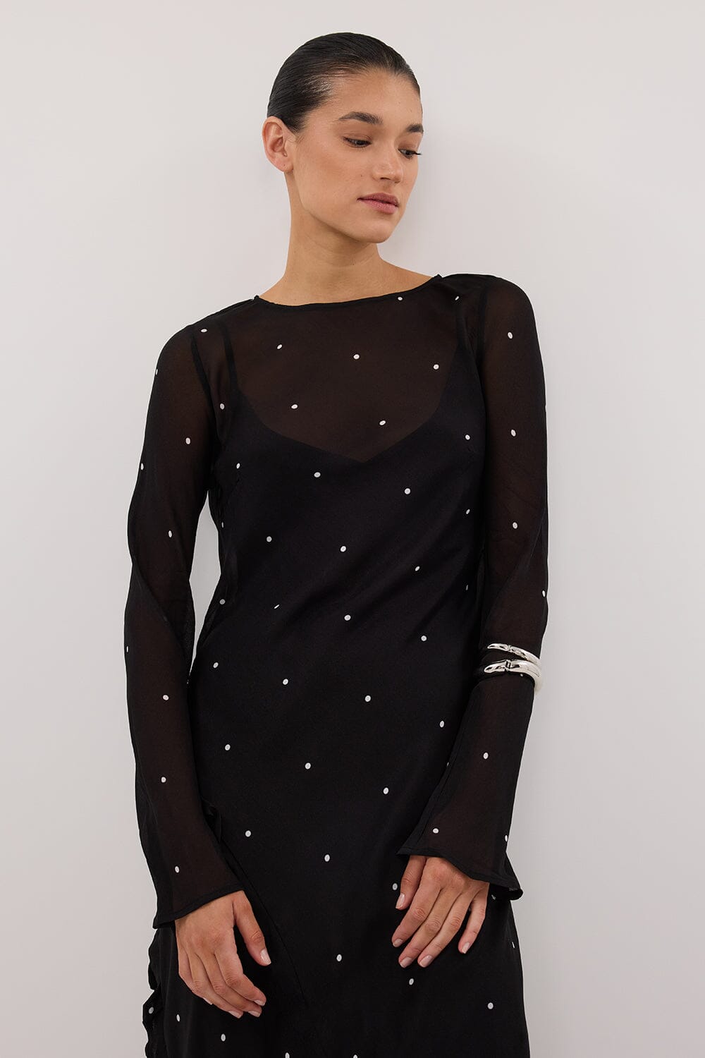 MELROSE BLACK SLEEVE MAXI DRESS Clothing DISSH Boutiques 