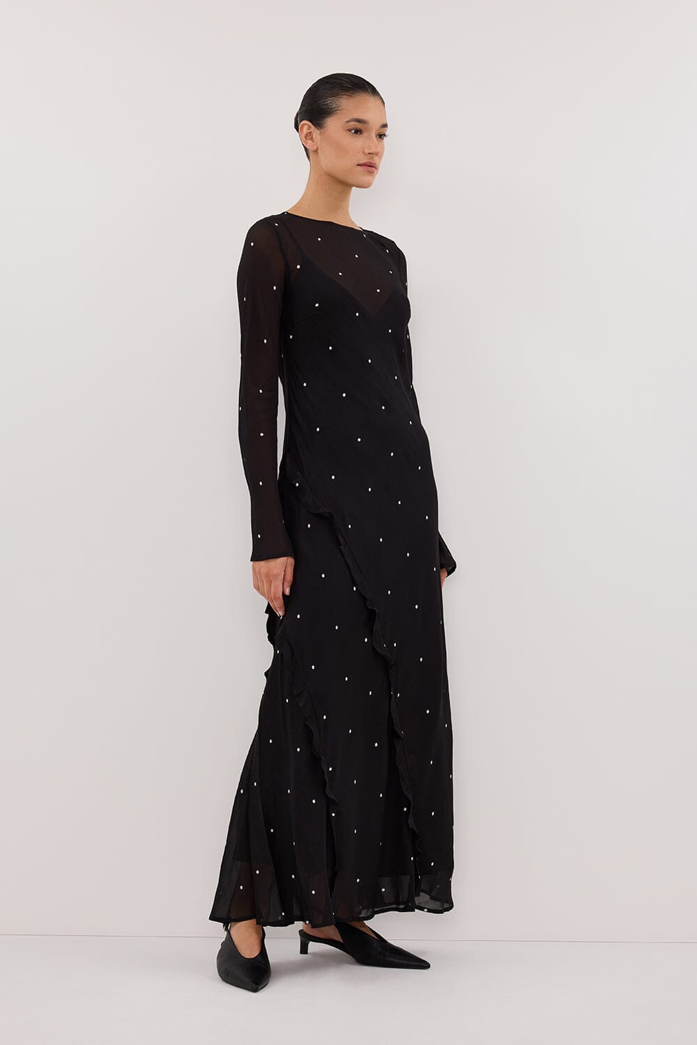 MELROSE BLACK SLEEVE MAXI DRESS Clothing DISSH Boutiques 