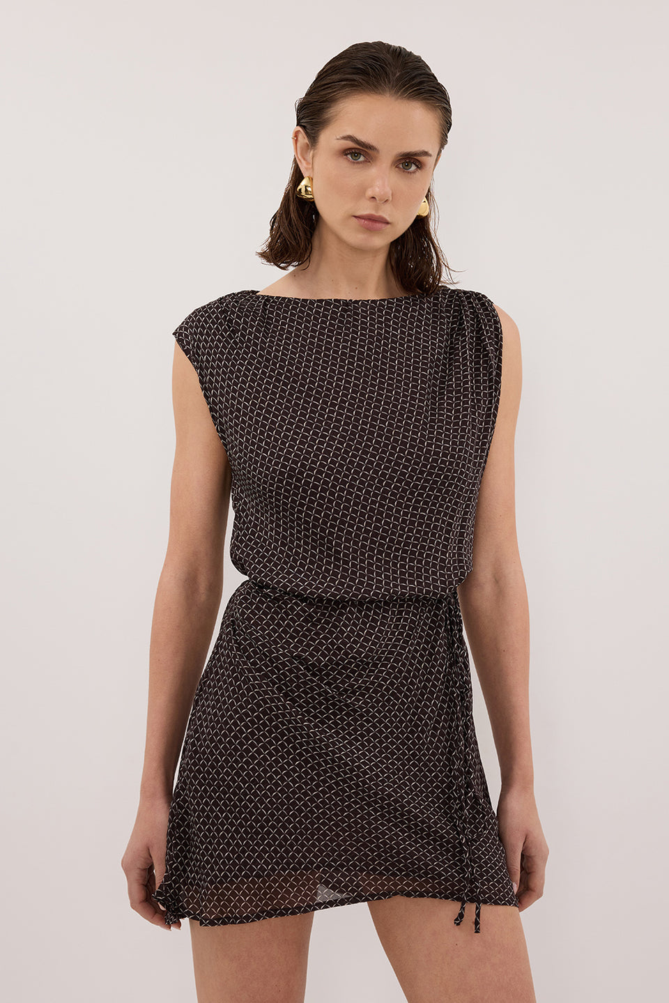 TIA CHOC MICRO CHECK MINI DRESS Clothing DISSH Boutiques 