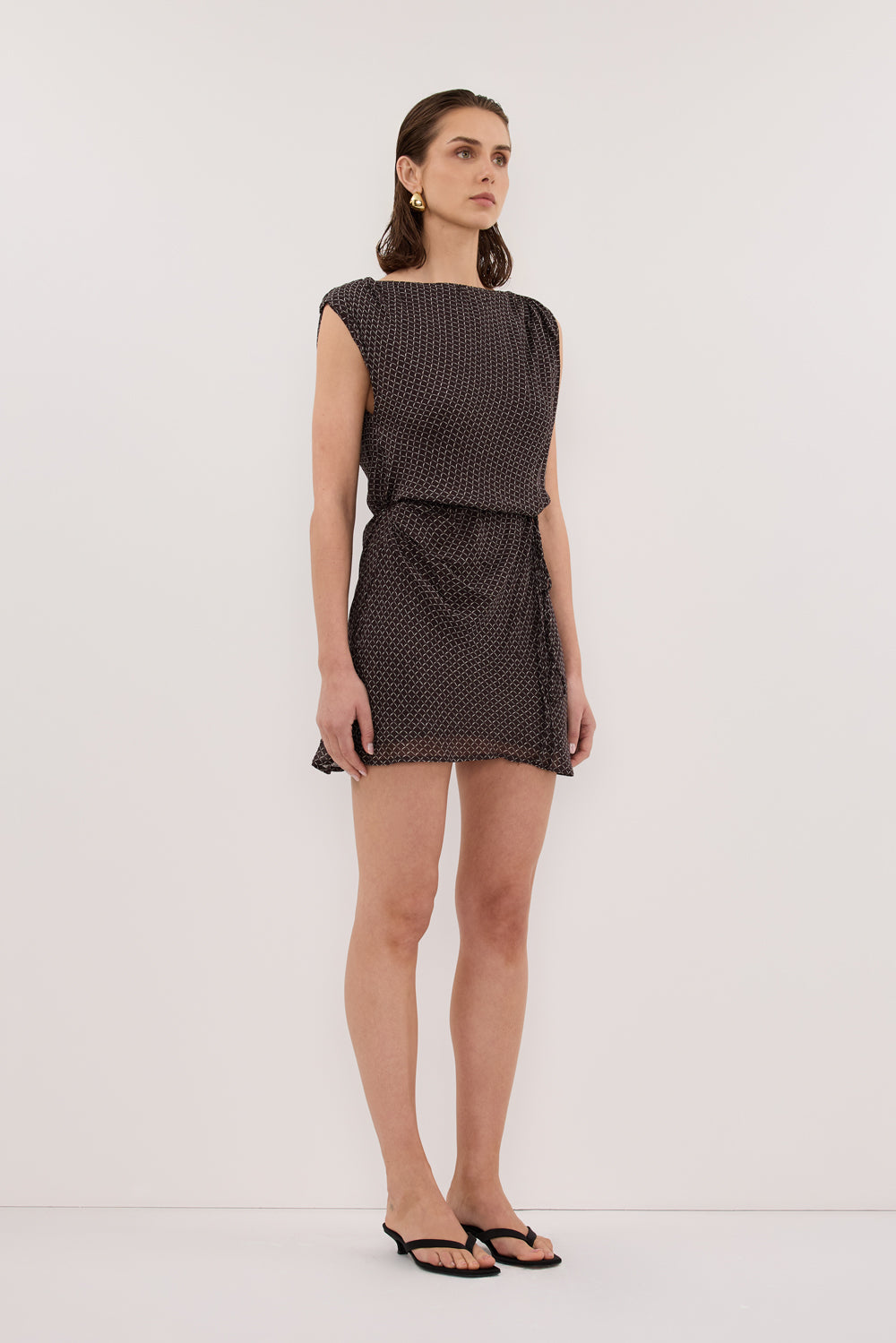 TIA CHOC MICRO CHECK MINI DRESS Clothing DISSH Boutiques 