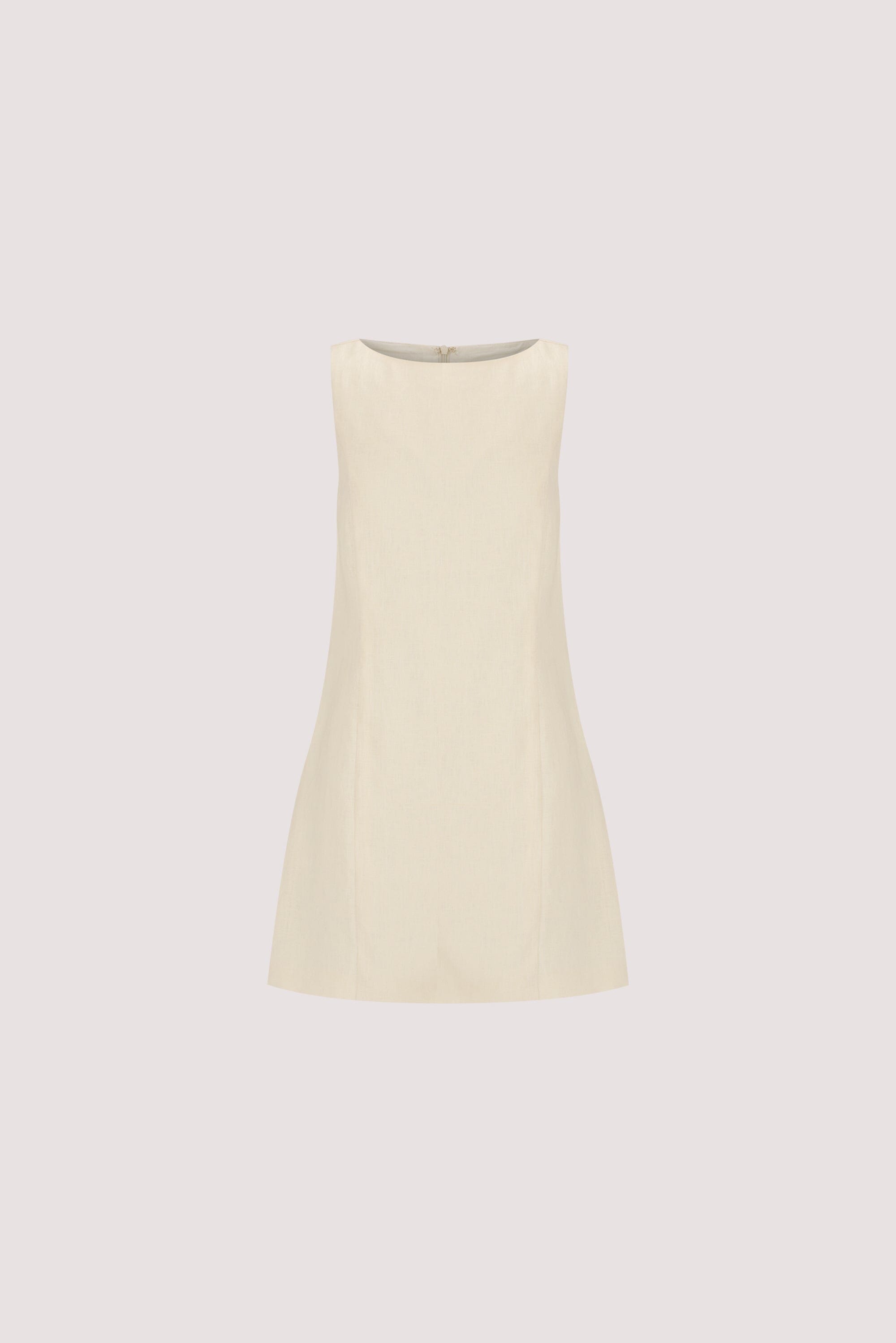 LACY STRAW SLEEVELESS LINEN MINI DRESS