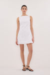 LACY WHITE SLEEVELESS LINEN MINI DRESS