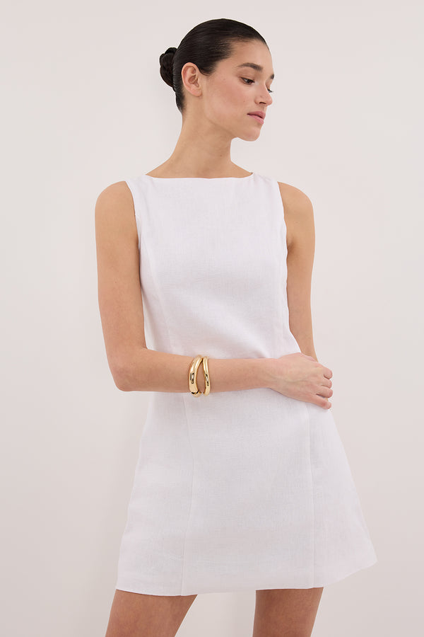 LACY WHITE LINEN MINI DRESS | Dissh LACY WHITE LINEN MINI DRESS | Dissh
