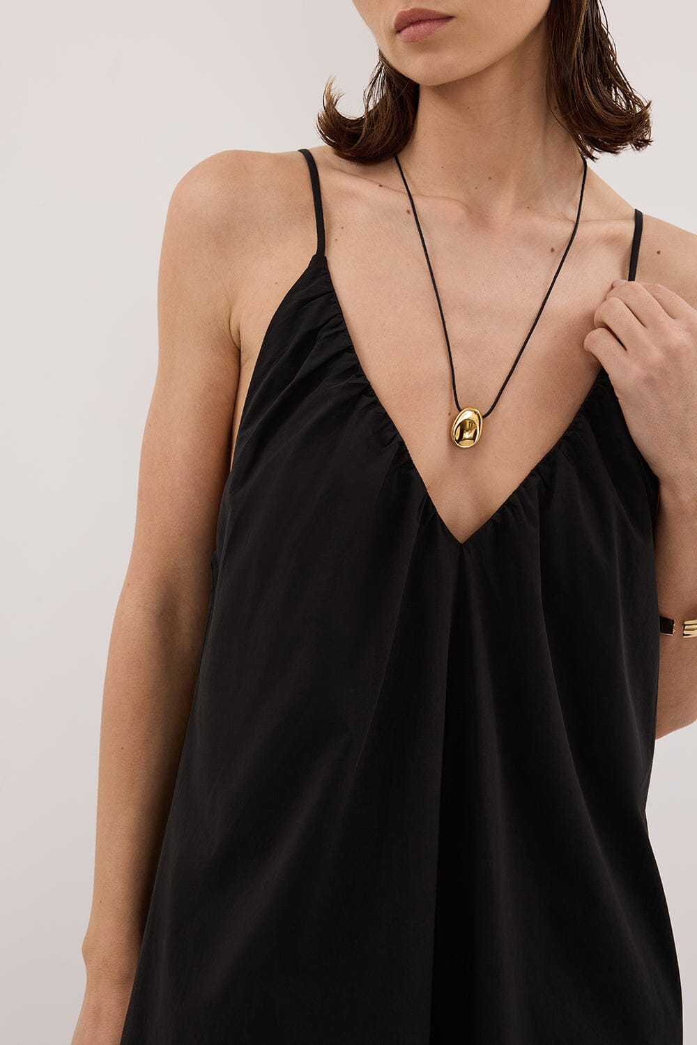 LIANA BLACK SLEEVELESS POPLIN TENT MIDI DRESS Clothing DISSH Boutiques 