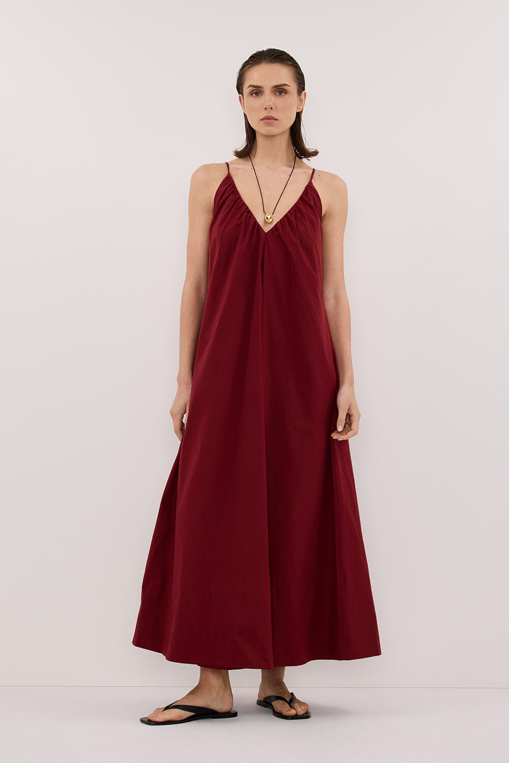 LIANA SAHARA SLEEVELESS POPLIN TENT MIDI DRESS Clothing DISSH Boutiques 