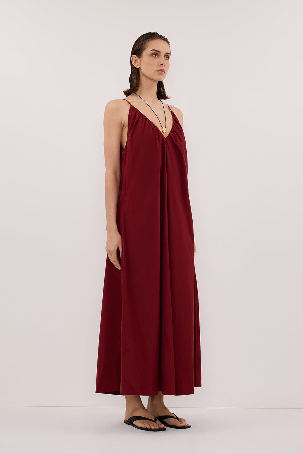 LIANA SAHARA SLEEVELESS POPLIN TENT MIDI DRESS Clothing DISSH Boutiques 