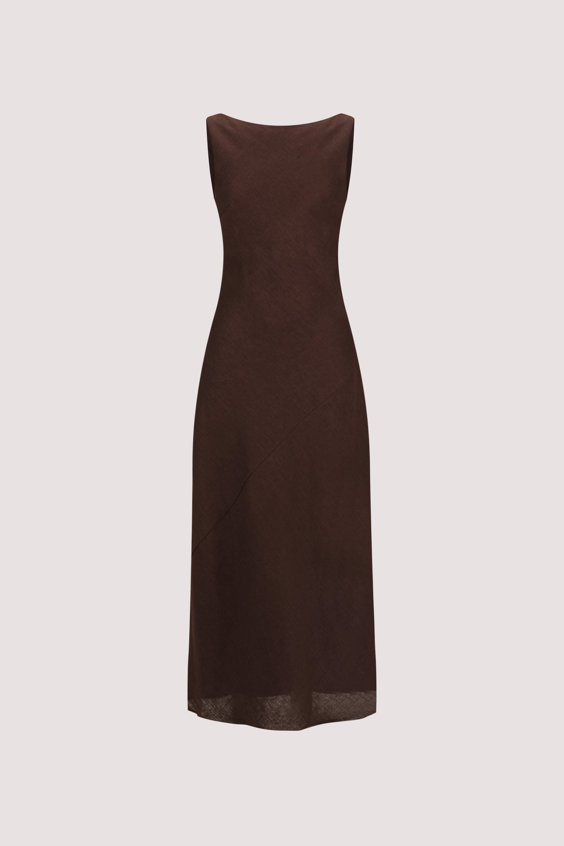 LACY COCOA SLEEVELESS LINEN MIDI DRESS Clothing DISSH Boutiques 