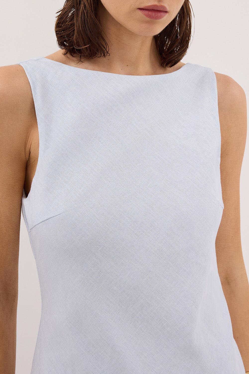 LACY CORNFLOWER SLEEVELESS LINEN MIDI DRESS Clothing DISSH Boutiques 
