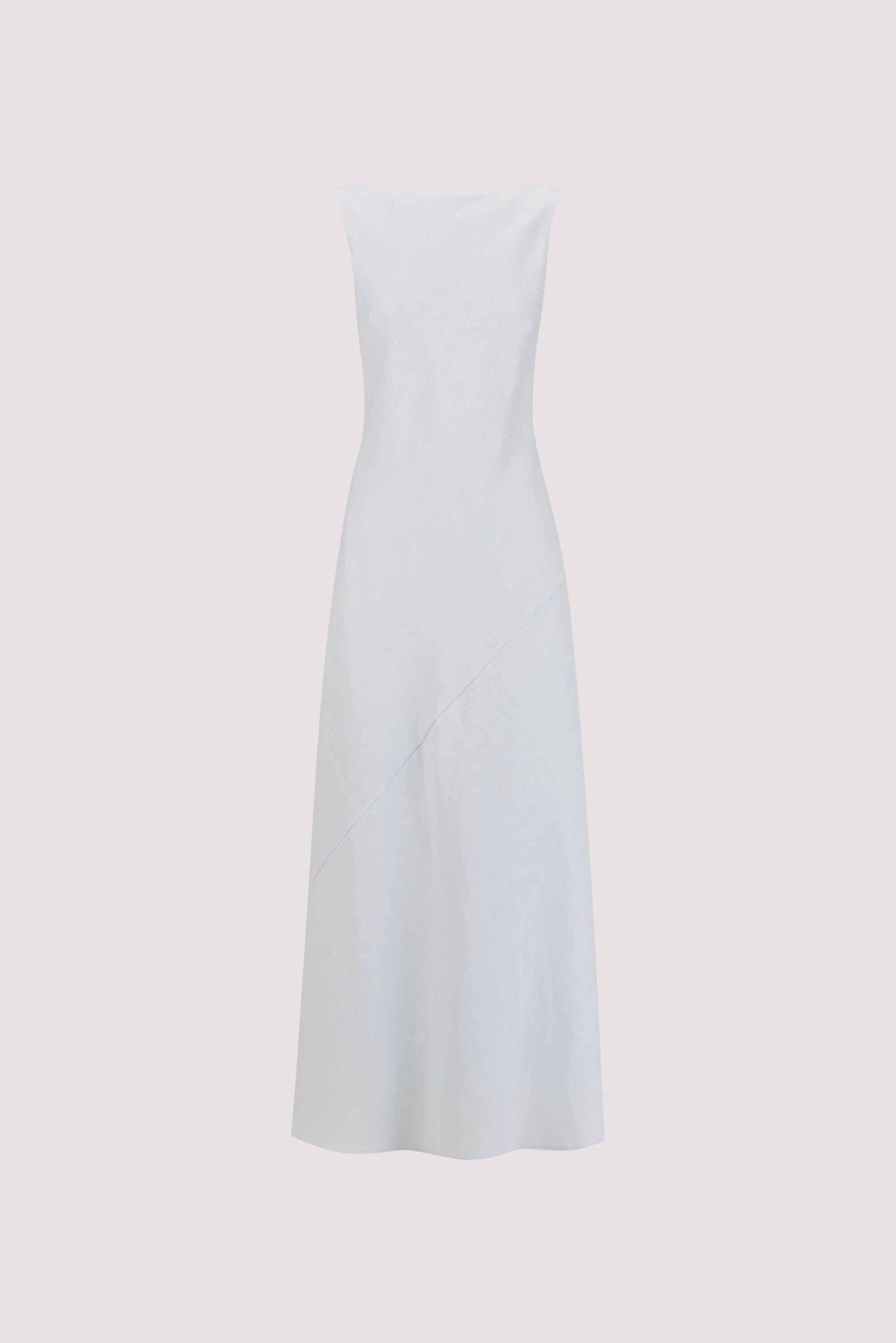 LACY CORNFLOWER SLEEVELESS LINEN MIDI DRESS