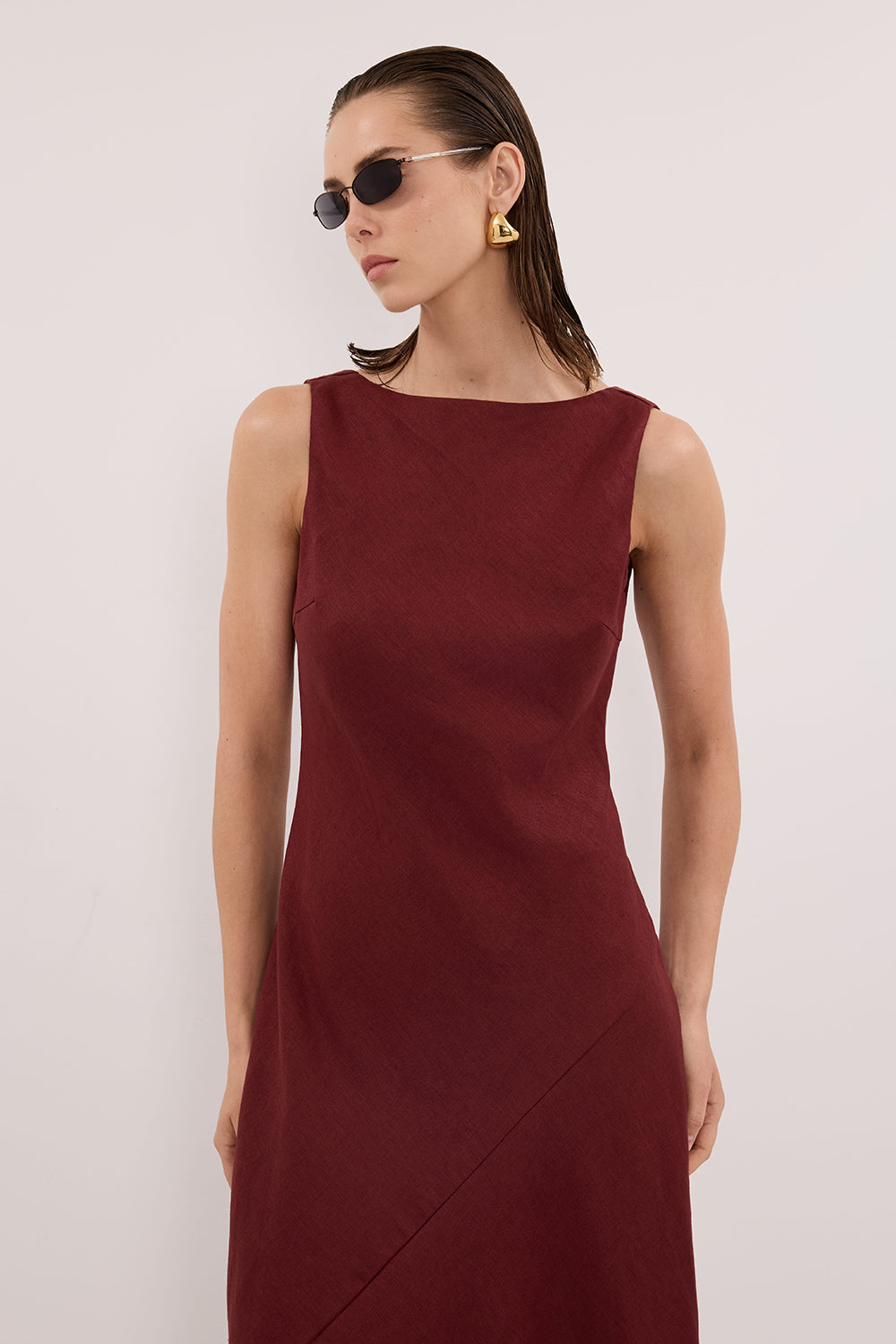 LACY SAHARA SLEEVELESS LINEN MIDI DRESS Clothing DISSH Boutiques 