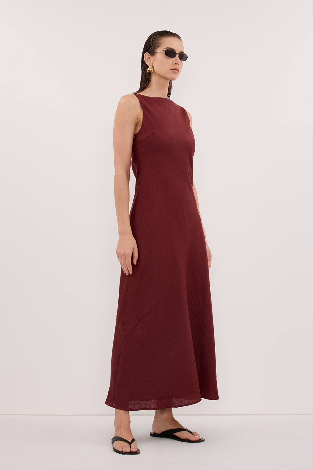 LACY SAHARA SLEEVELESS LINEN MIDI DRESS Clothing DISSH Boutiques 