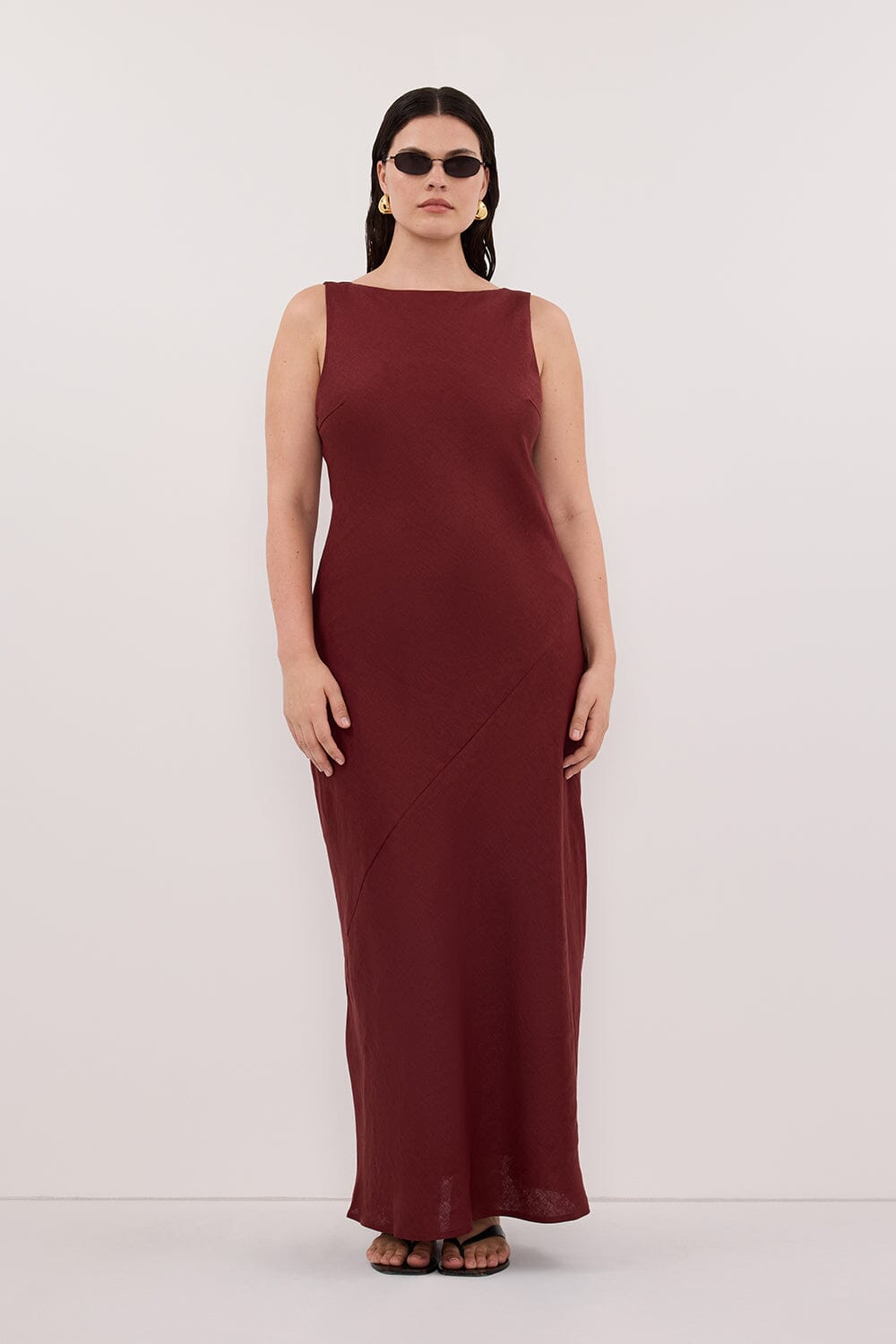LACY SAHARA SLEEVELESS LINEN MIDI DRESS Clothing DISSH Boutiques 