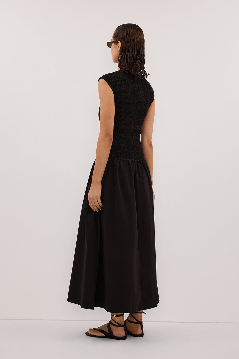 RUBI BLACK COTTON MIDI DRESS Clothing DISSH Boutiques 