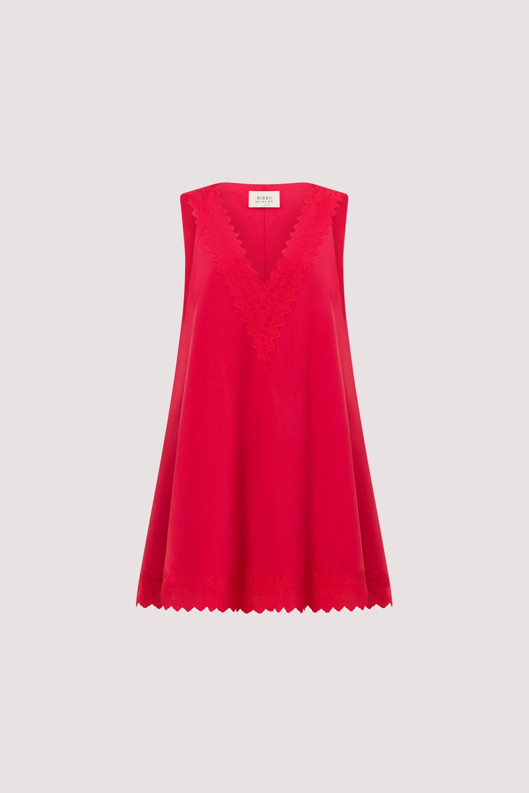 ANNABEL RED SLEEVELESS V NECK MINI DRESS