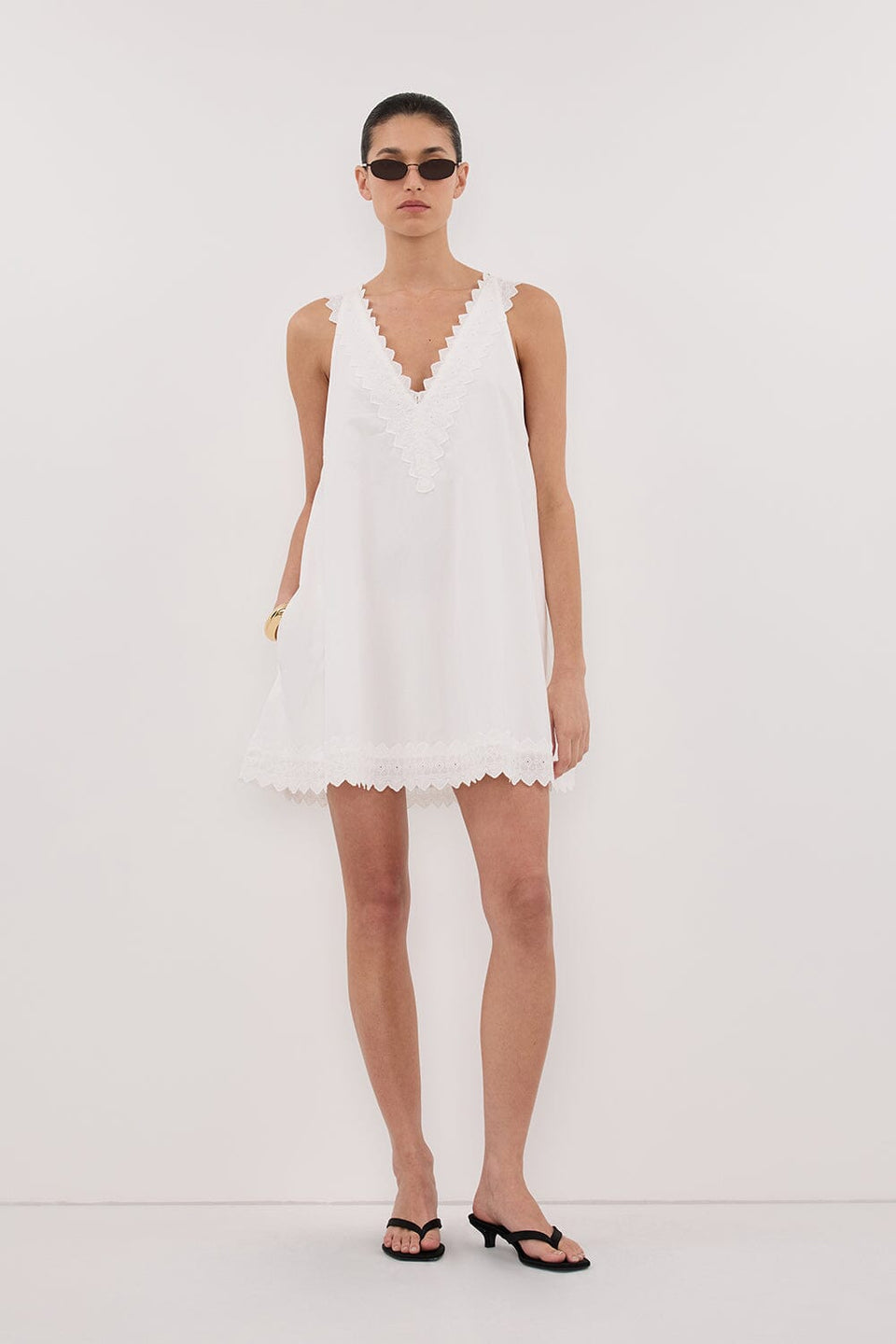 ANNABEL WHITE V NECK MINI DRESS Clothing DISSH Boutiques 