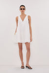 ANNABEL WHITE SLEEVELESS V NECK MINI DRESS