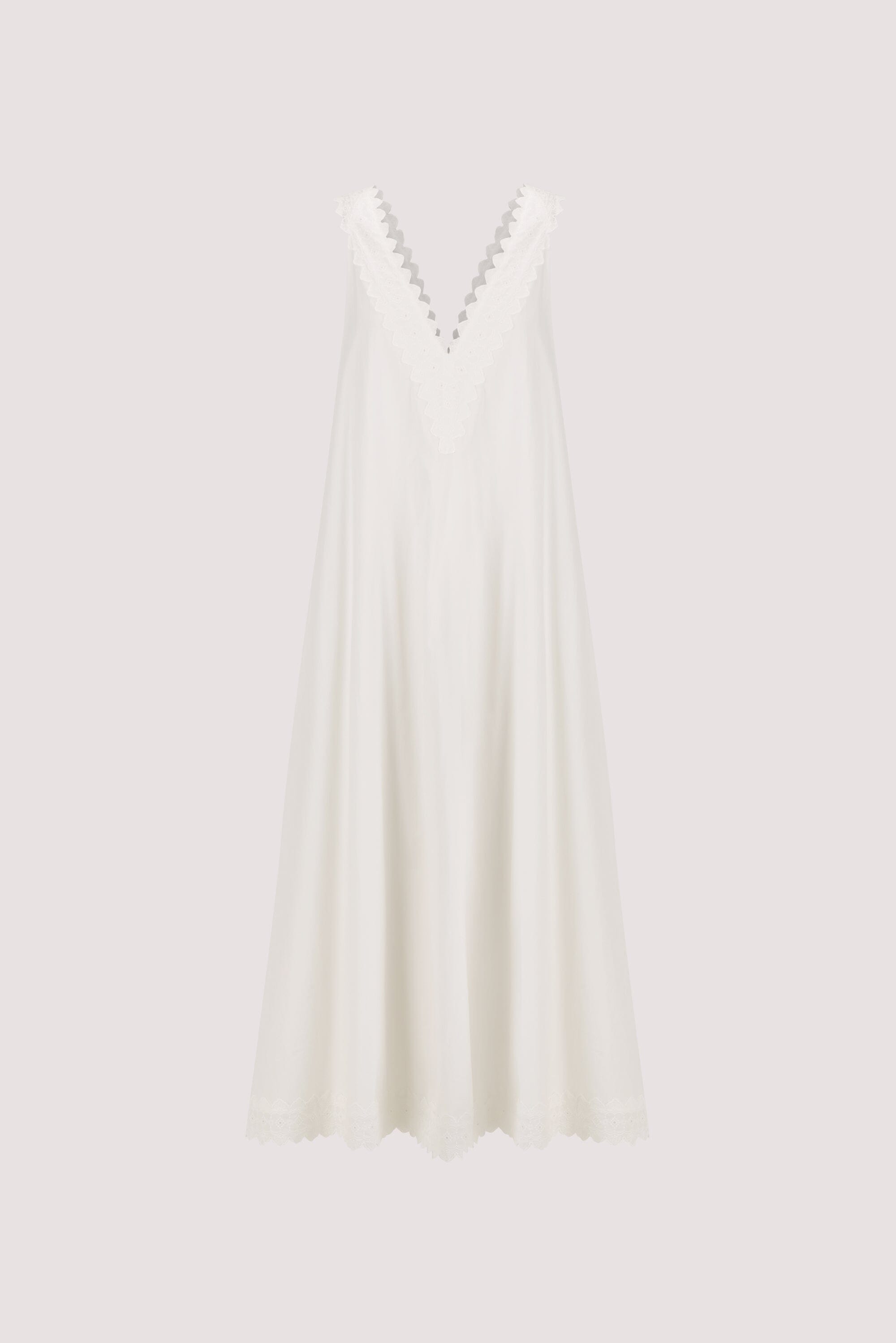 ANNABEL WHITE SLEEVELESS V NECK MIDI DRESS