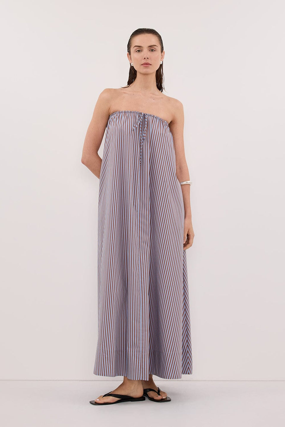 HARRI STRIPE STRAPLESS MIDI DRESS Clothing DISSH Boutiques 4 STRIPE 