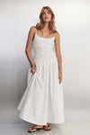 IZAIAH WHITE COTTON MIDI DRESS