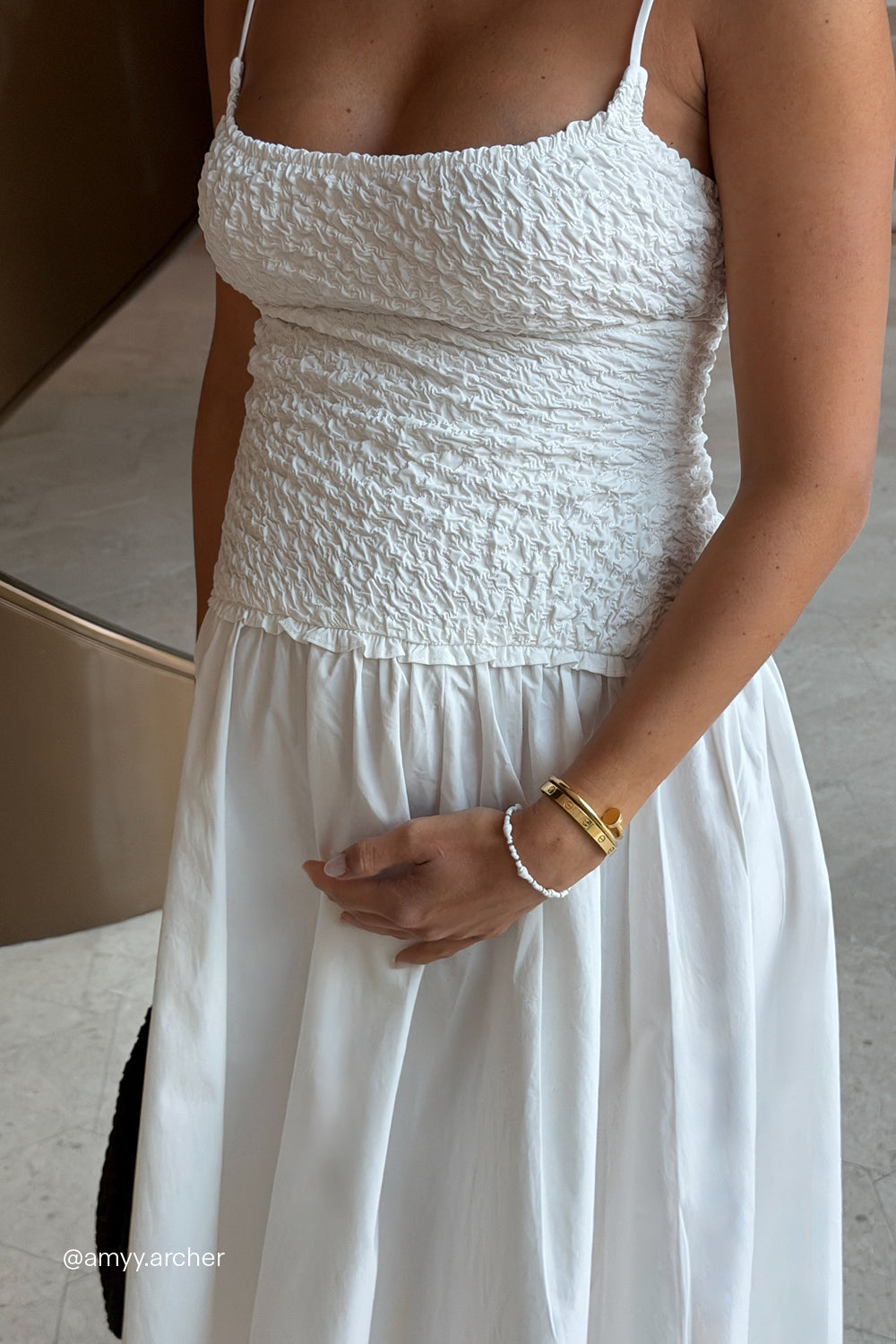 IZAIAH WHITE COTTON MIDI DRESS