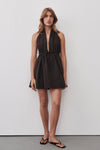 TAMMY BURNT CHOC COTTON MINI DRESS