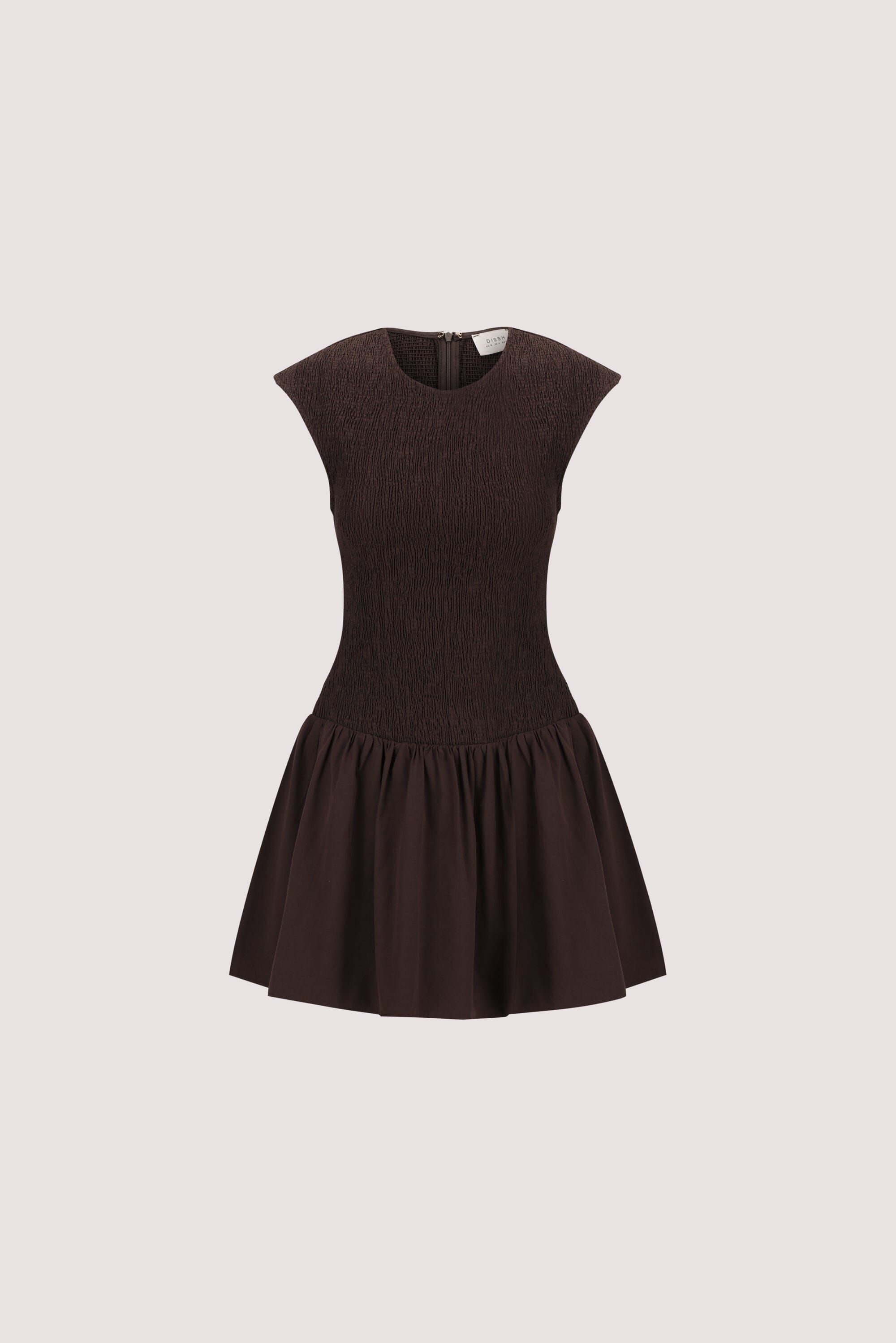 RUBI BURNT CHOC COTTON MINI DRESS