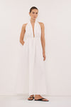 TAMMY WHITE SLEEVELESS COTTON MIDI DRESS