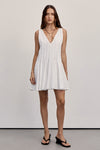 PIXIE WHITE LINEN MINI GODET DRESS