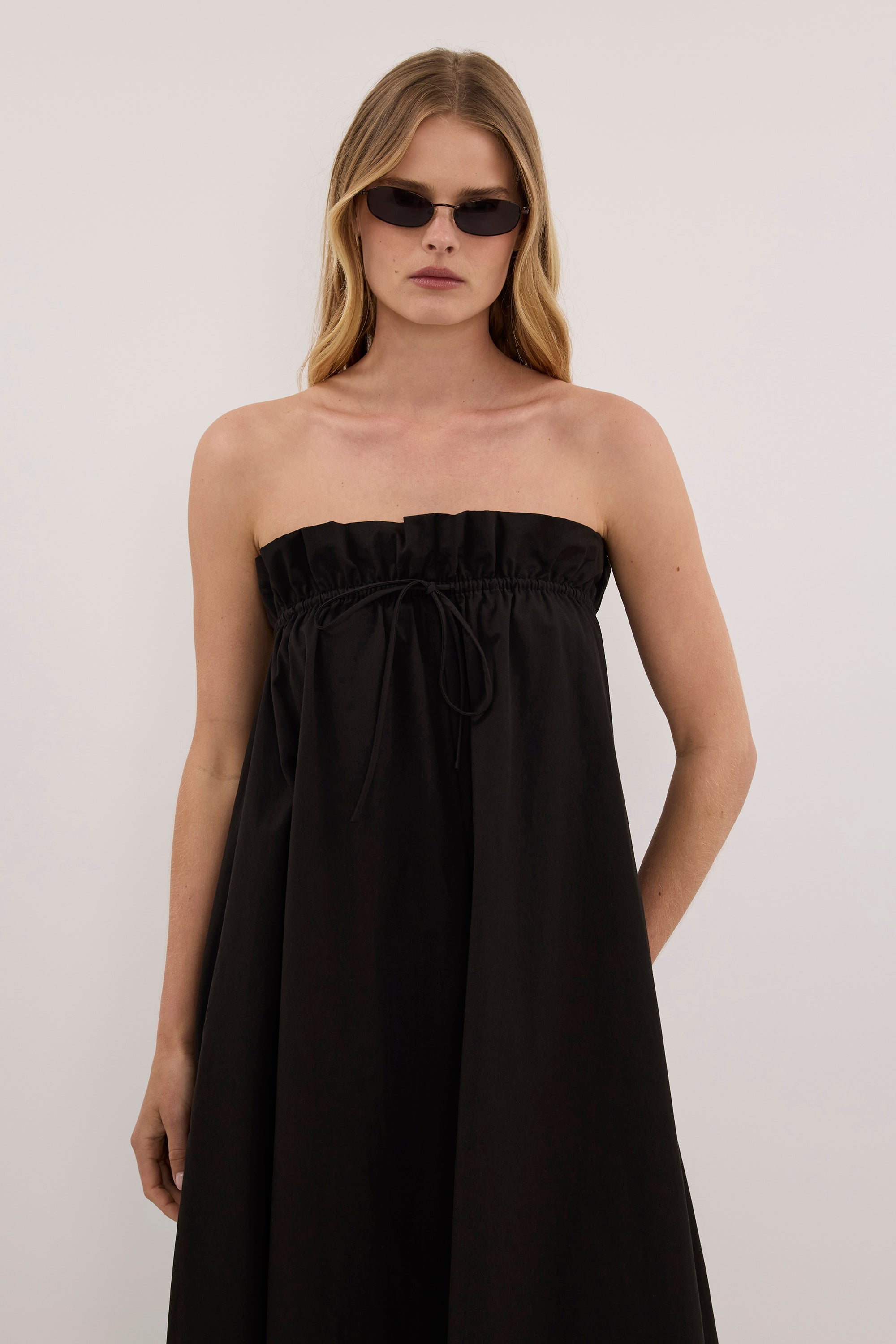 BERNICE BLACK PAPERBAG MIDI DRESS