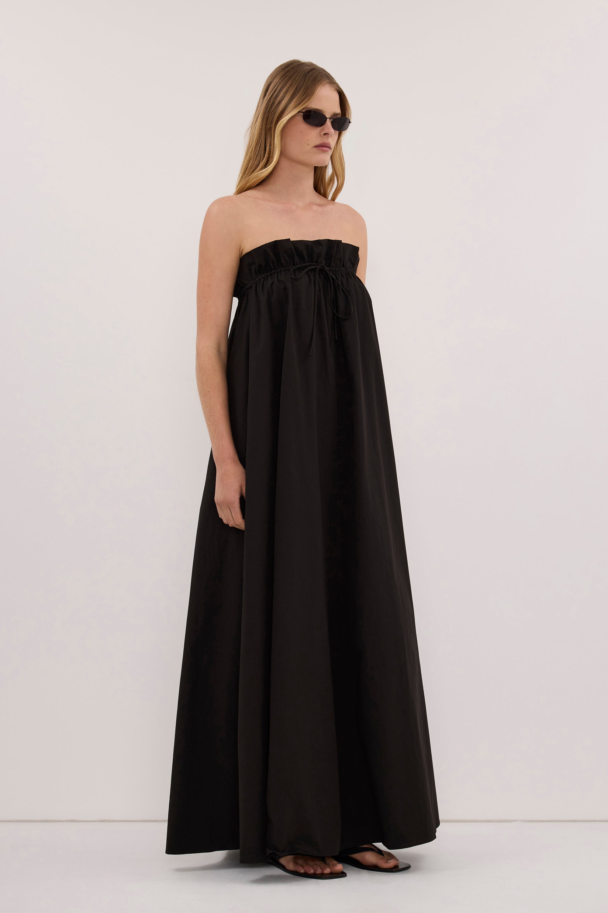 BERNICE BLACK PAPERBAG MIDI DRESS