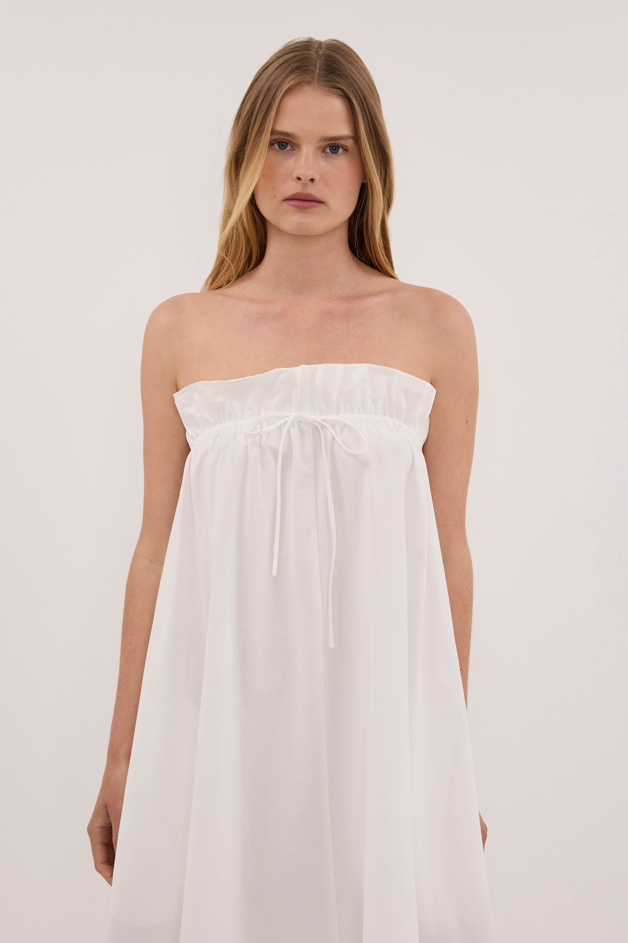 BERNICE WHITE PAPERBAG MIDI DRESS