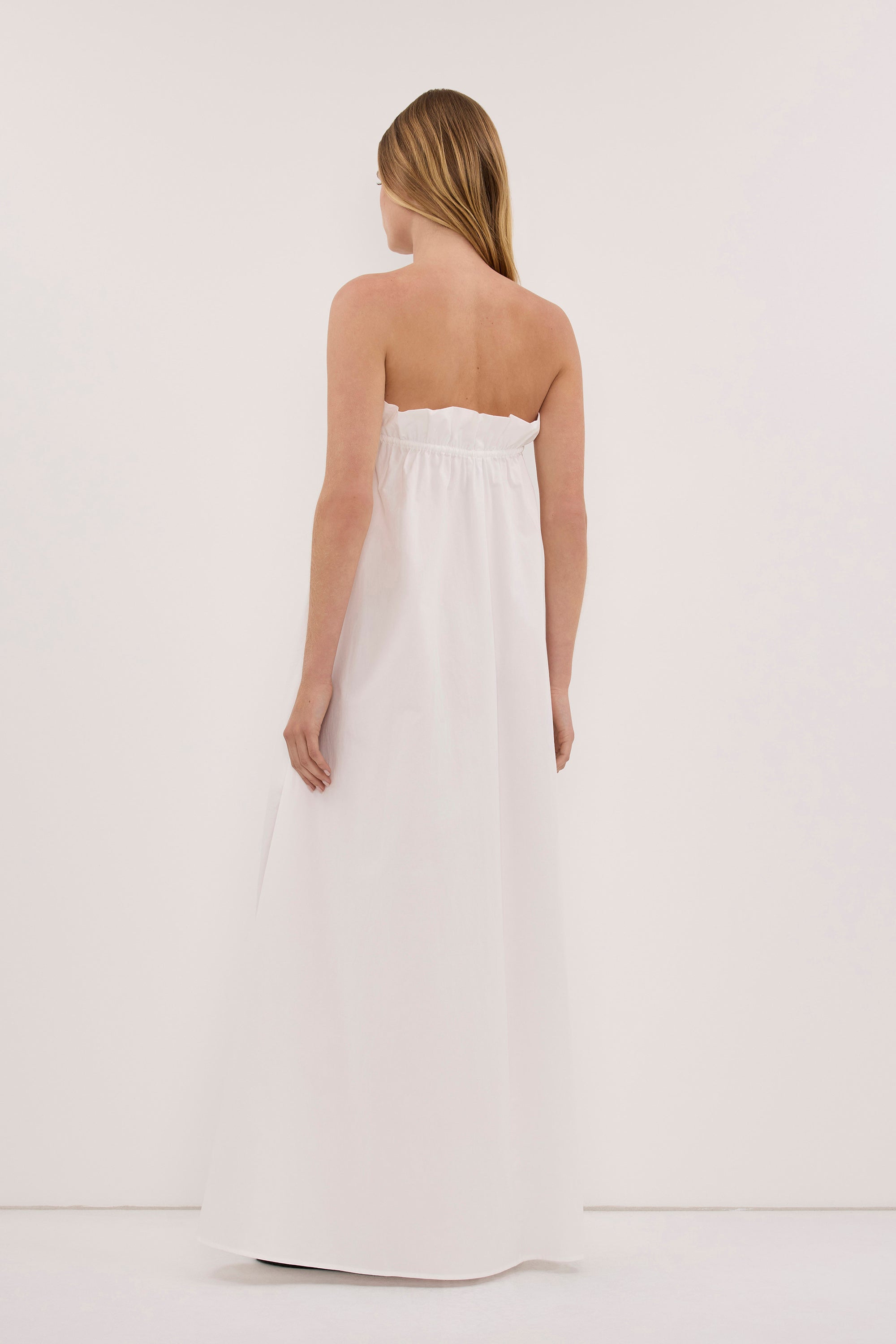 BERNICE WHITE PAPERBAG MIDI DRESS