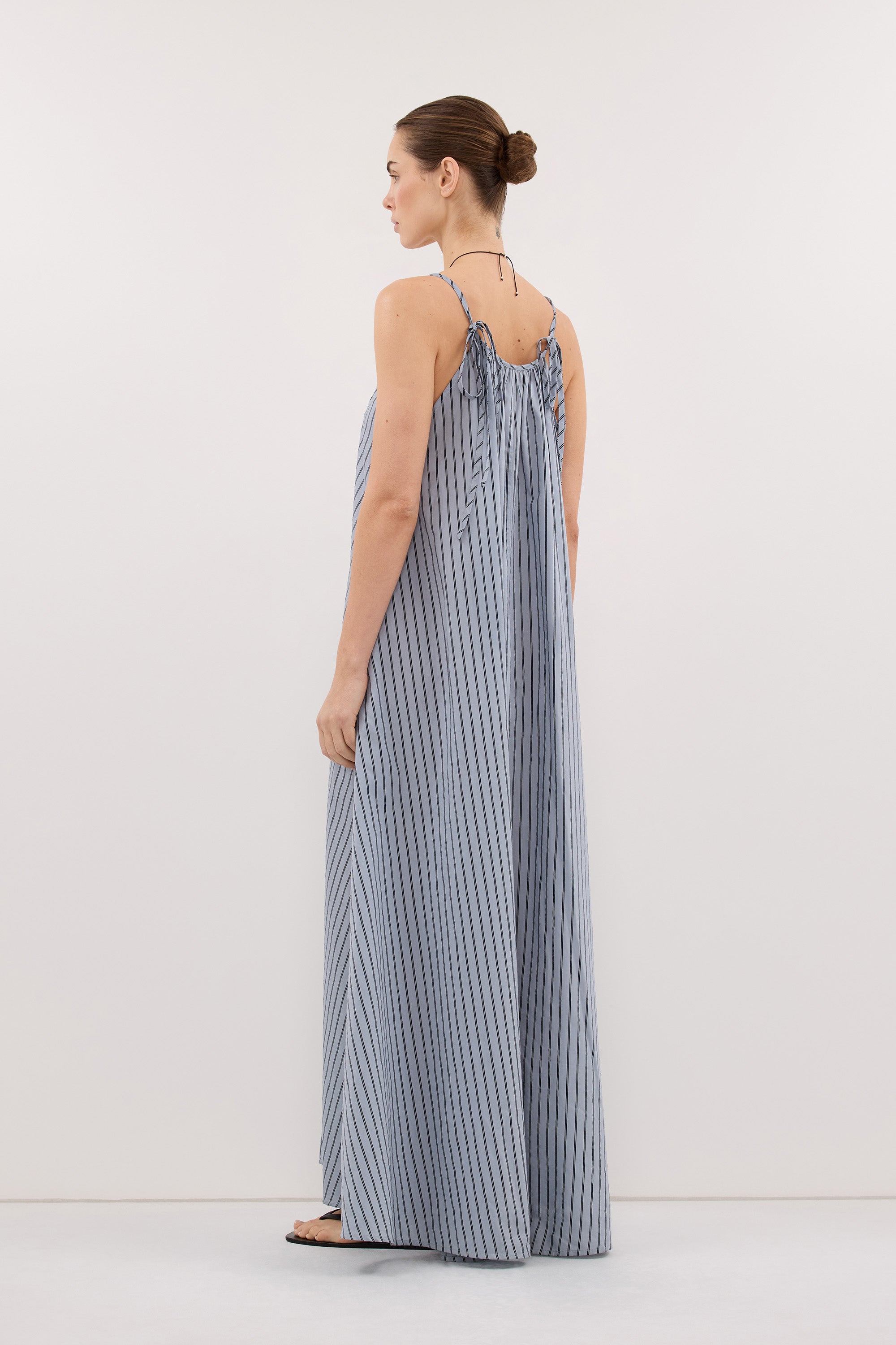 FABLE DUSTY BLUE STRIPE MIDI DRESS - PRE ORDER