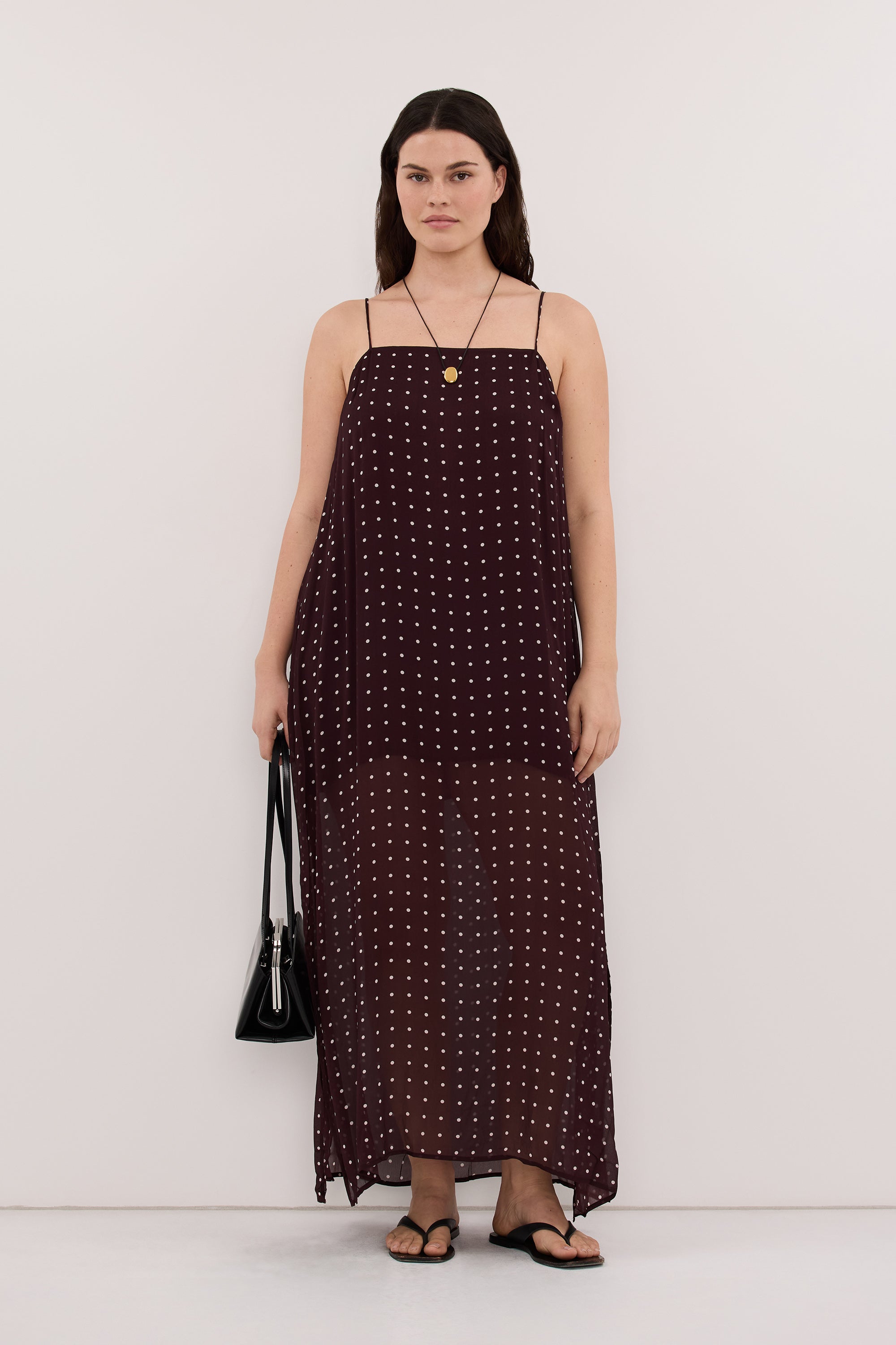 VANESSA BITTER CHOC SLEEVELESS MIDI DRESS