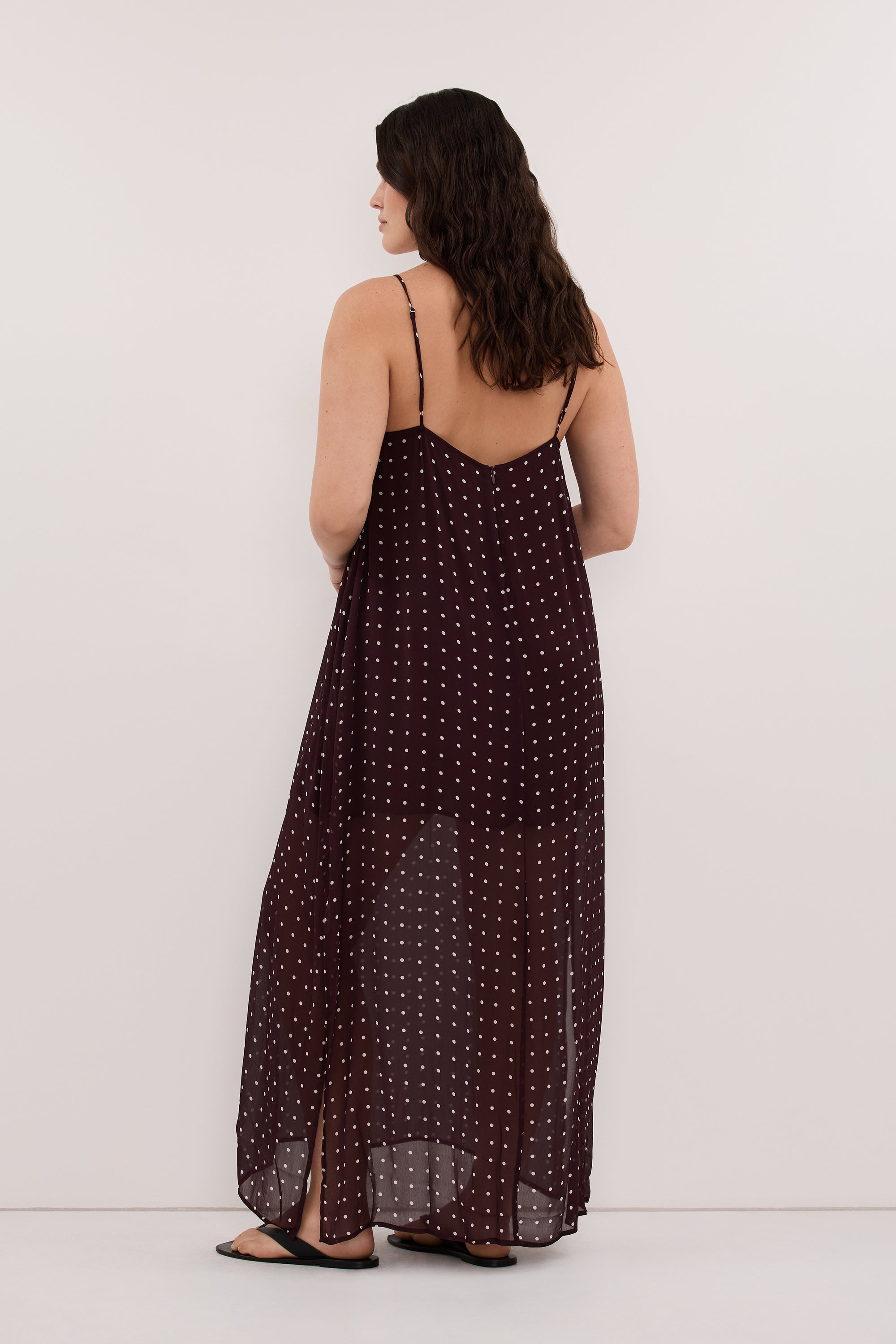 VANESSA BITTER CHOC SLEEVELESS MIDI DRESS