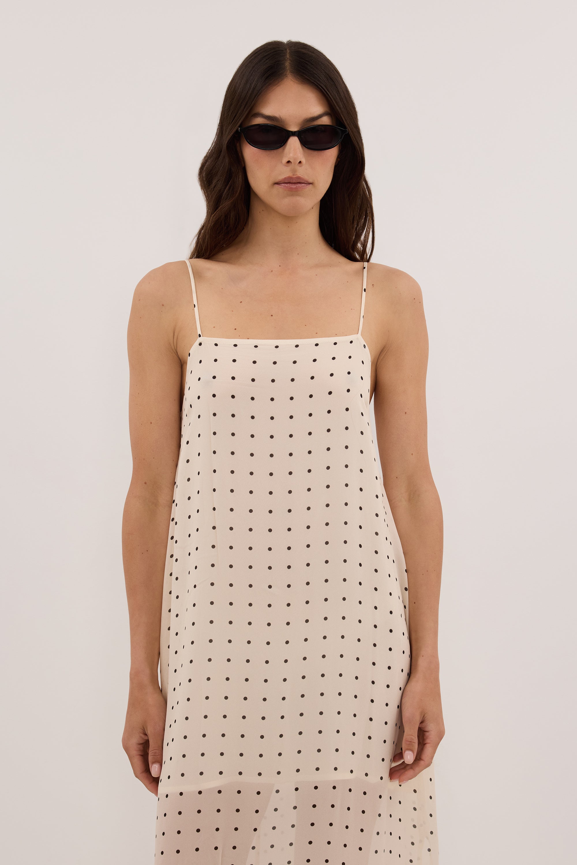 VANESSA SANDSTONE SLEEVELESS MIDI DRESS