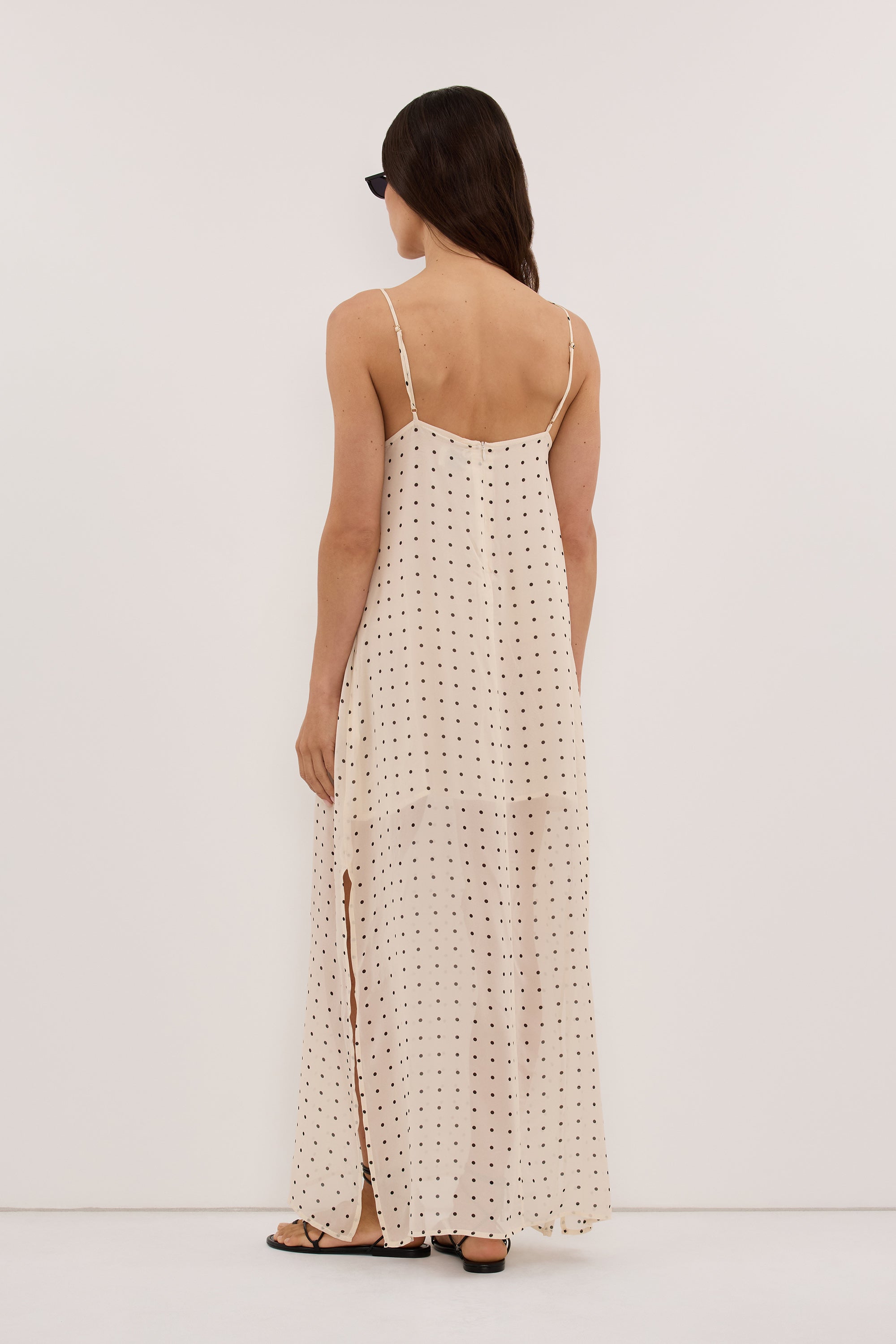 VANESSA SANDSTONE SLEEVELESS MIDI DRESS