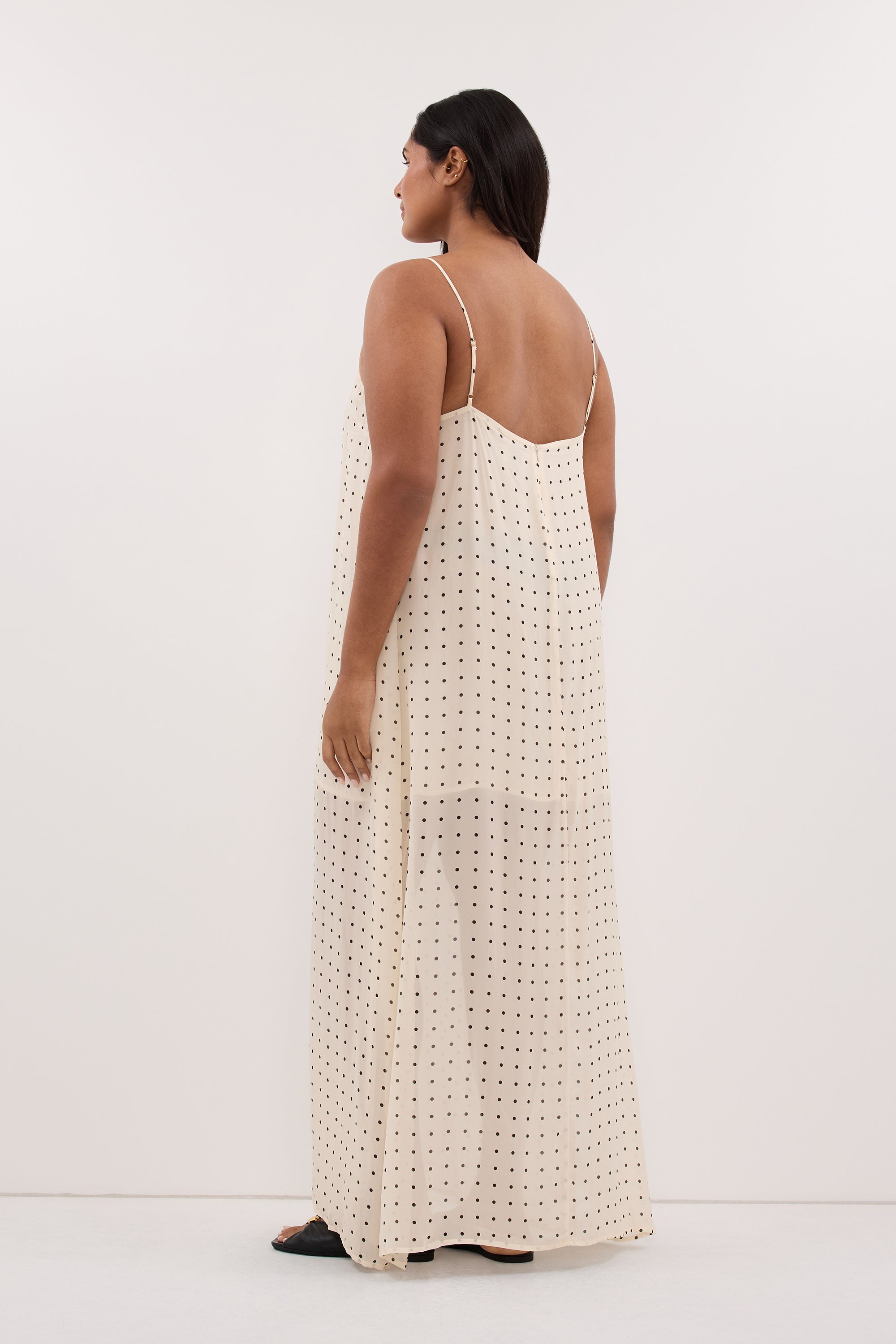 VANESSA SANDSTONE SLEEVELESS MIDI DRESS