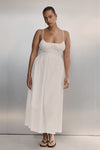 ZAHARA WHITE COTTON MIDI DRESS - PRE ORDER