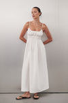 ZAHARA WHITE COTTON MIDI DRESS