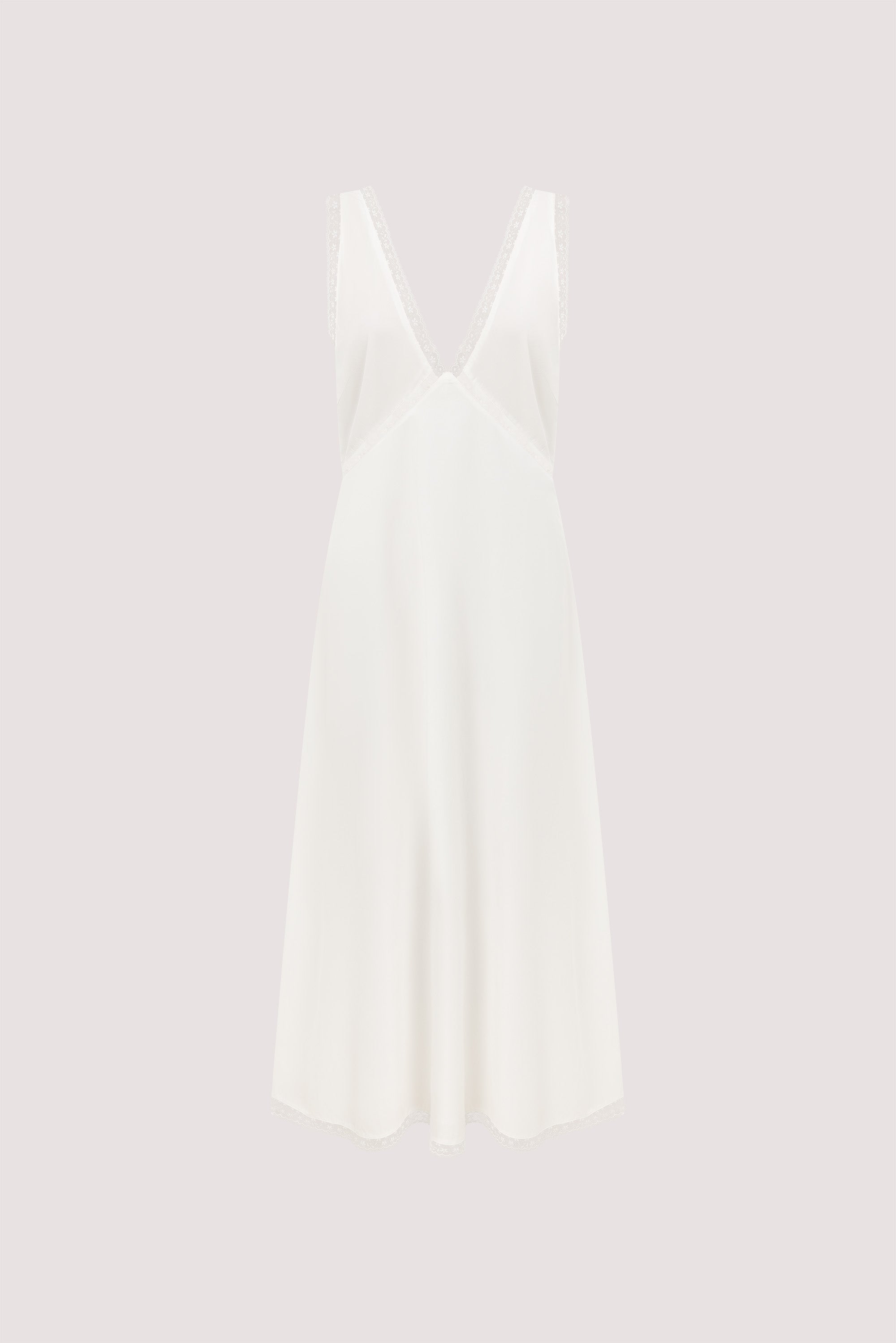 ROSIN WHITE LACE TRIM MIDI DRESS