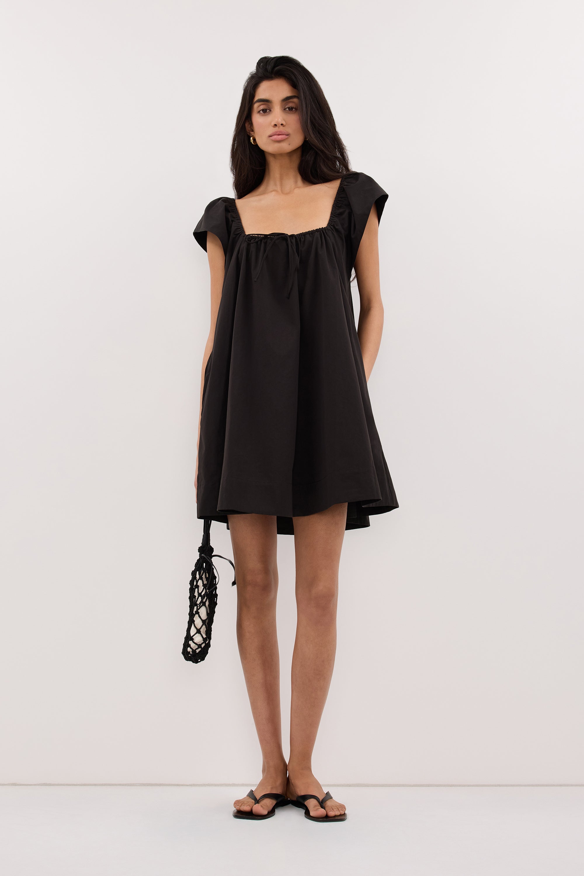 KATE BLACK COTTON MINI DRESS