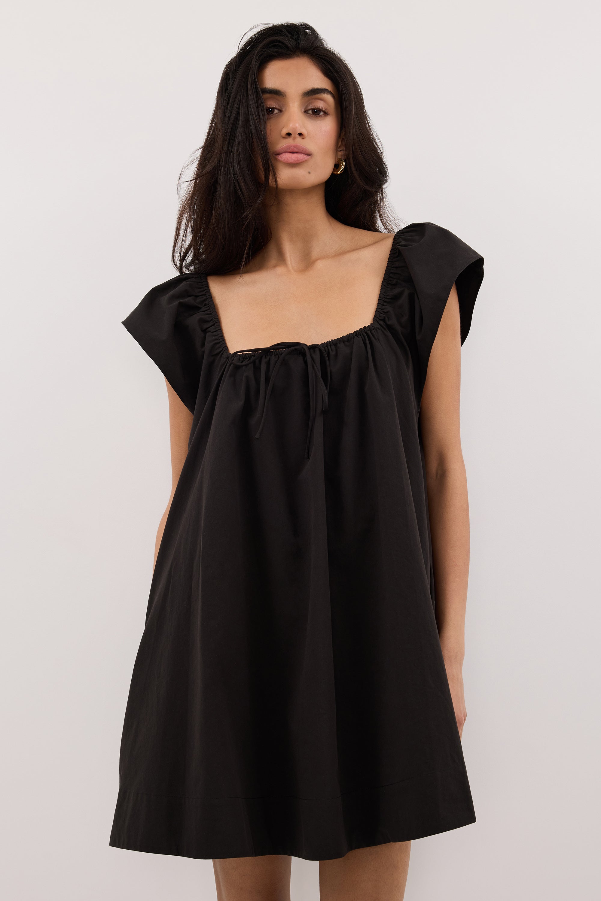 KATE BLACK COTTON MINI DRESS