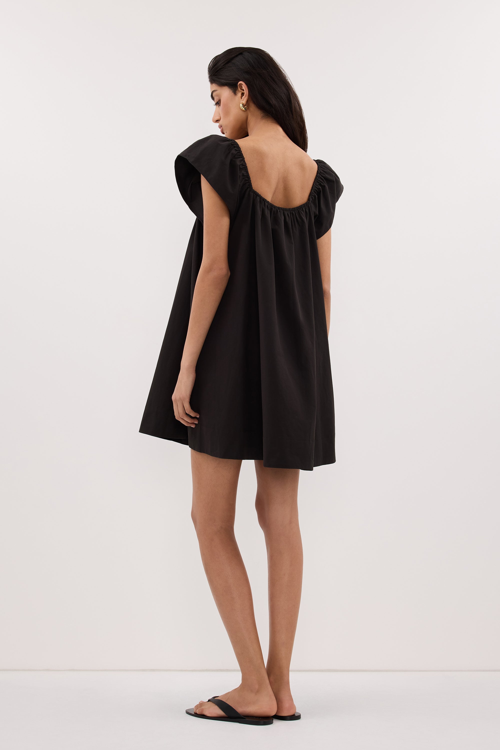 KATE BLACK COTTON MINI DRESS