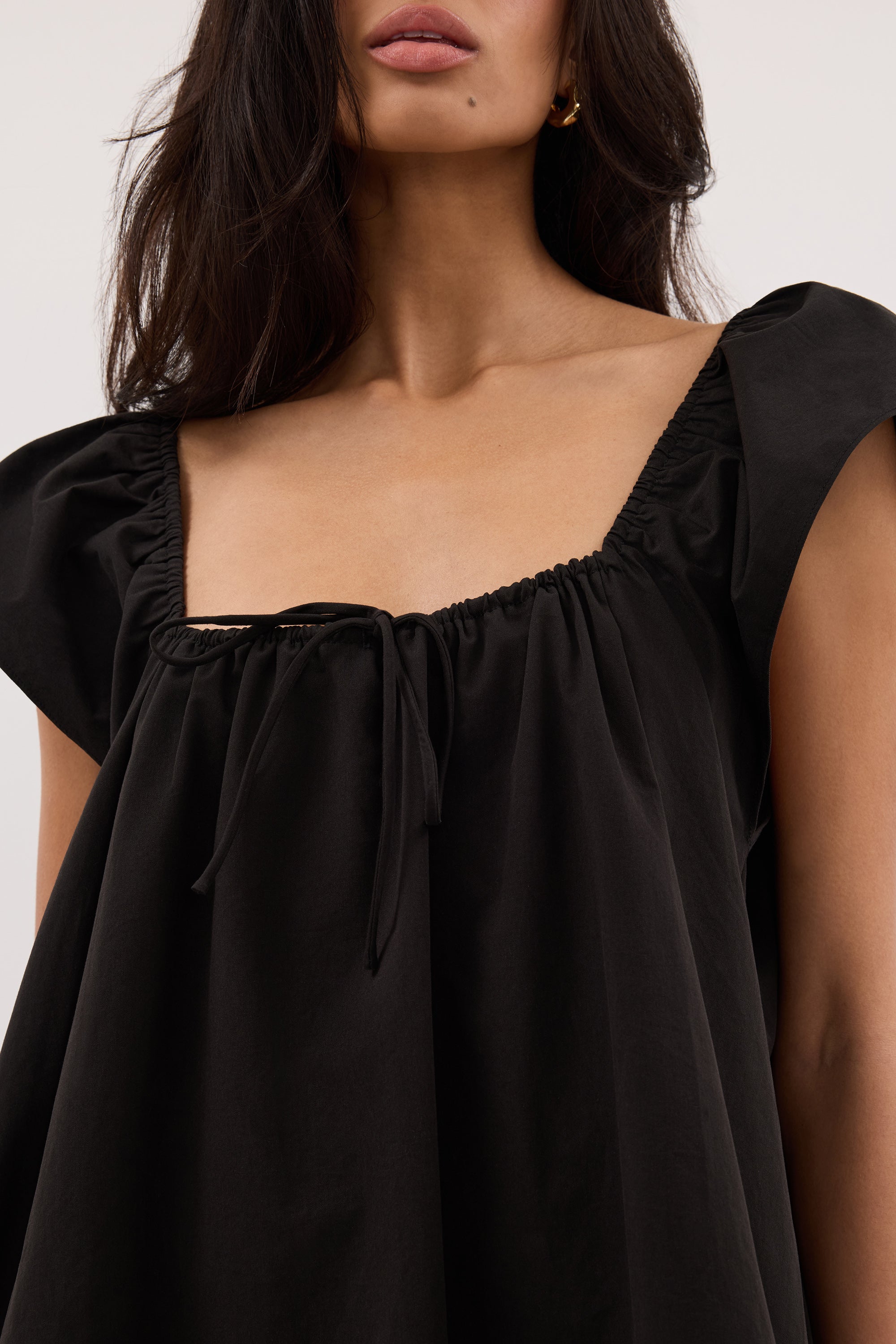 KATE BLACK COTTON MINI DRESS